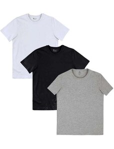 Kit com 3 Camisetas Masculina Hering 4fv2 1b-Branco-Preto-Mescla-Claro