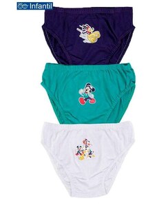 Disney Kit com 3 Cuecas Infantil Slip Mickey Mouse 02.03.0024 Marinho-Verde-Branco