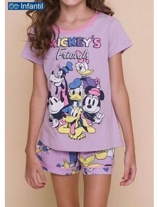 Disney Pijama Infantil Menina Curto Mickey Mouse 49.03.0043 Lilás