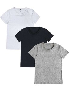Kit com 3 Camisetas Feminina Hering 4fv4 1b-Branco-Preto-Mescla-Claro