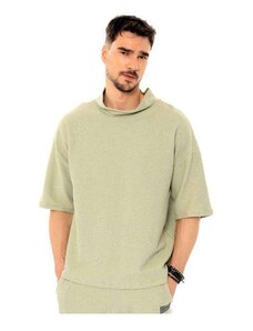Camiseta Oversized Gola Alta Brohood Moletom com Textura Verde Verde