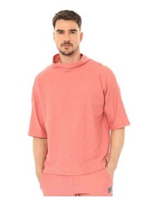Camiseta Oversized Gola Alta Brohood Moletom com Textura Coral Rosa