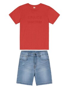 Trick Nick Conjunto Infantil Camiseta com Bermuda Marrom