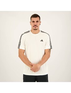 Camiseta Adidas Essentials 3 Listras Branca e Preta