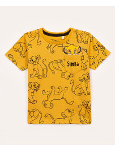 C&A camiseta infantil de algodão simba com bolso manga curta amarelo