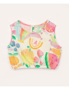 C&A blusa de algodão infantil arco íris off white