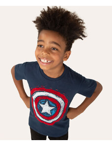 C&A Camiseta Infantil Capitão América Manga Curta Azul Marinho