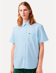 Camisa Lacoste Masculina Manga Curta Regular Oxford Pocket Azul Claro