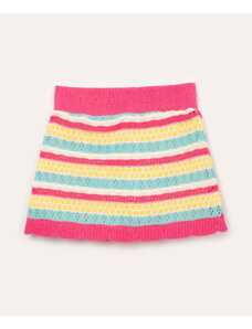 C&A short saia infantil de crochê listras colorido