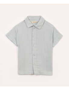 C&A camisa de algodão manga curta azul claro