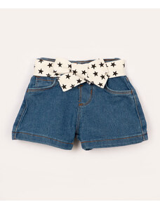 C&A short jeans infantil com bolsos faixa de estrelas azul escuro