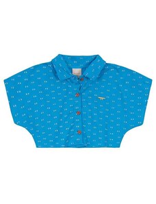 Carinhoso Camisa Azul Cropped Geométrica Menina