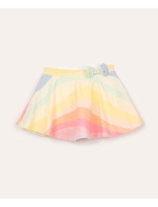 C&A short saia de algodão infantil listrado com laço colorido
