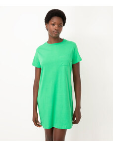 C&A vestido básico de algodão manga curta verde