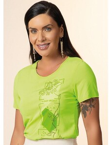 Cativa T-Shirt Estampada com Lantejoulas Verde