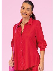 Cativa Camisa Feminina em Tecido Vermelho