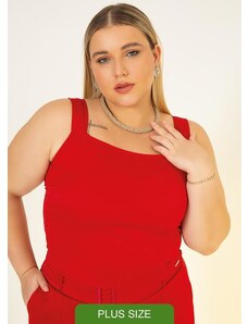 Cativa Plus Size Blusa com Alças em Tecido Vermelho