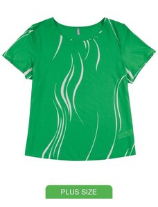 Cativa Plus Size Blusa Manga Curta Estampada Verde
