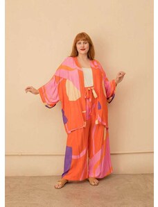 Bold Maxi Kimono Yoko Plus Size Laranja