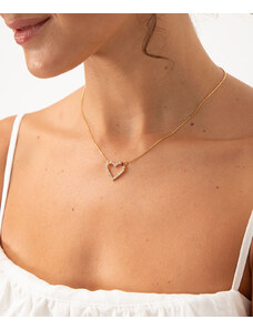 C&A colar com pingente de coração e strass dourado