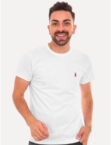 Polo Ralph Lauren Camiseta Ralph Lauren Masculina Custom Slim Fit Red Icon Branca