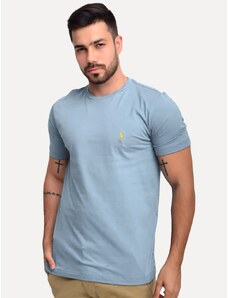 Polo Ralph Lauren Camiseta Ralph Lauren Masculina Custom Slim Fit Yellow Icon Azul Claro