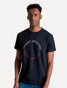 Camiseta Tommy Hilfiger Masculina Monotype Roundle Logo Azul Marinho