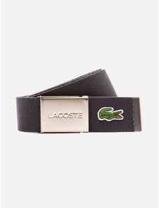 Cinto Lacoste Made İn France Engraved Buckle Woven Fabric Preto