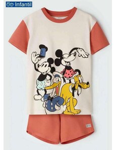 Pijama Infantil Curto Hering Mickey Mouse 56kc 1a-Off-White-Laranja
