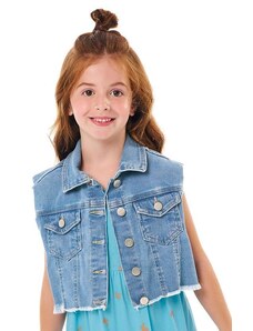 Malwee Kids Colete Cropped Jeans Menina Azul Claro
