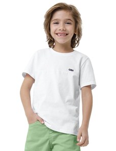 Carinhoso Camiseta com Bordado Menino Branco