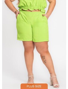 Secret Glam Shorts Feminino Plus Size Crepe Light Verde