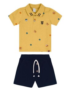 Trick Nick Conjunto Infantil Polo com Bermuda Amarelo