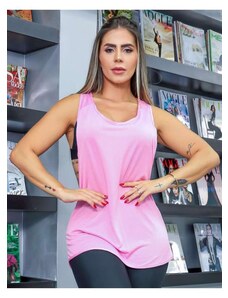 Fitmoda Camiseta Fitness Feminina em Dry Fit Furadinha Seca Rapido Rosa