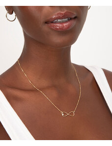 C&A colar com pingente infinito e detalhe strass dourado