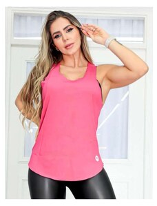Fitmoda Camiseta Regata Feminina para Academia Estilo Nadador Rosa