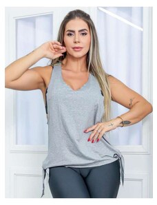 Fitmoda Camiseta Regata Fitness com no Lateral Ajustavel Cinza