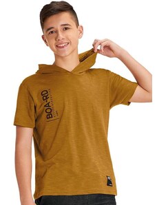 Hapier Camiseta com Capuz Juvenil Masculina Marrom