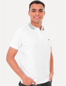 Polo Tommy Hilfiger Masculina Regular Sophisticated Tipping Branca