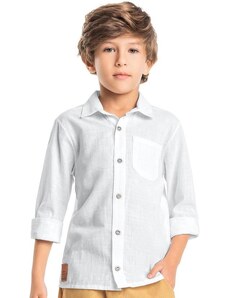 Quimby Camisa Polo Manga Longa Infantil Branco