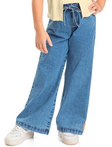 Quimby Calça Wide Leg Jeans Infantil Azul