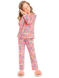 Quimby Pijama Longo Dreamland para Menina Rosa