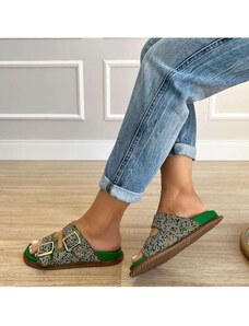 Damannu Shoes Flat Jully Brilho Verde Verde