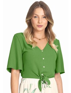 Rovitex Camisa Feminina com Botões e Laço Verde