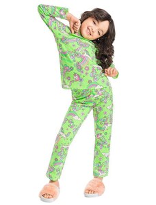 Quimby Pijama Longo Dreamland para Menina Verde