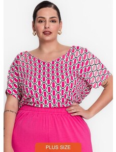 Secret Glam Blusa Feminina Plus Size Estampada Rosa