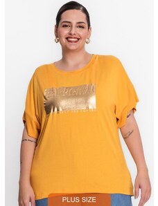 Secret Glam Blusa Feminina Plus Size Gola Dupla Amarelo