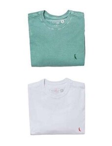 Kit 2 Camisetas Básicas Brasa e Limo Reserva Mini Verde/Branco