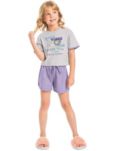Quimby Pijama Infantil com Cropped e Short Cinza