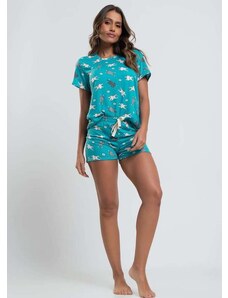 Salvatore Fashion Pijama Short e Blusa M/C Malha Fashion Verde